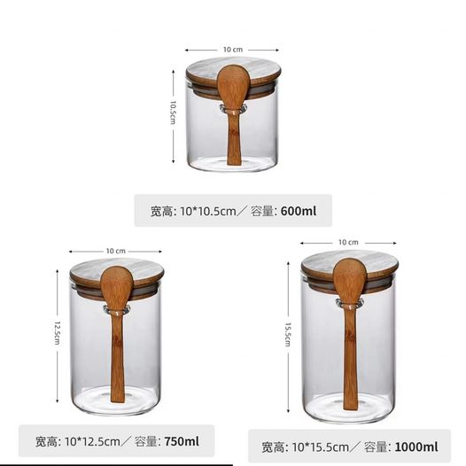 Glass Jar Containers with Spoon