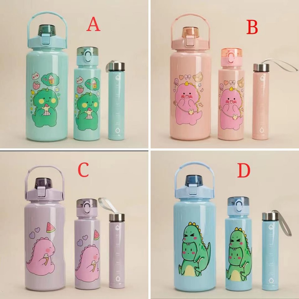 Cartoon Themed 3pc Water Bottle