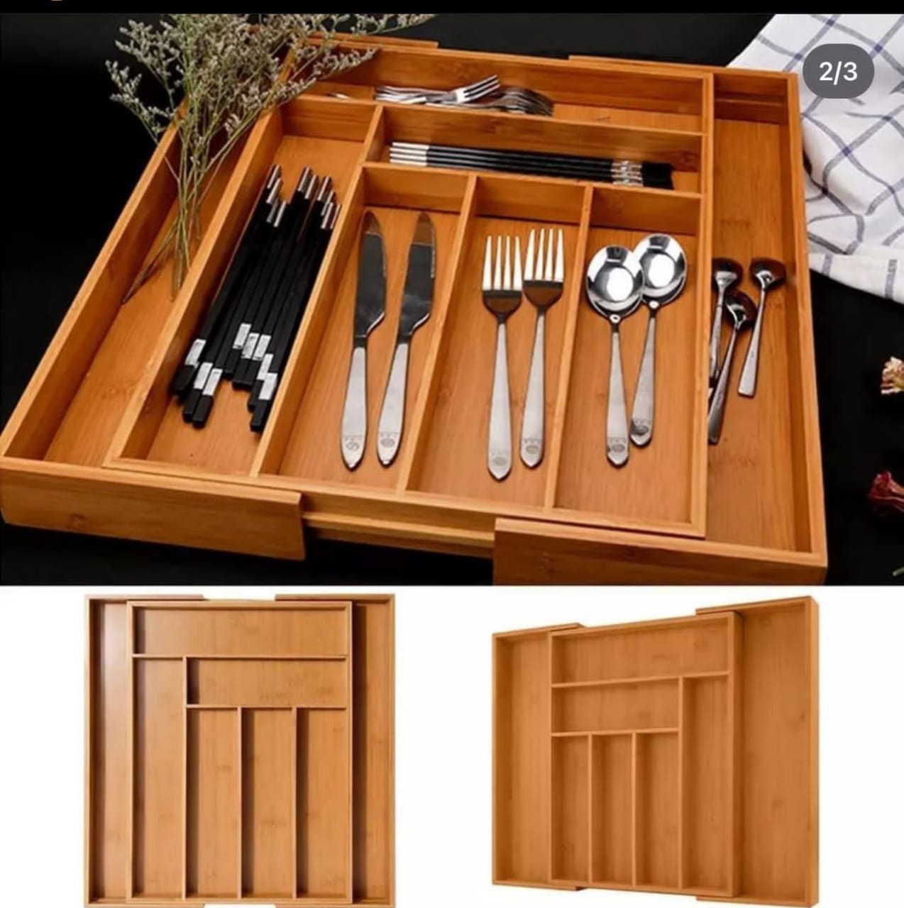 Expandable bamboo organizer