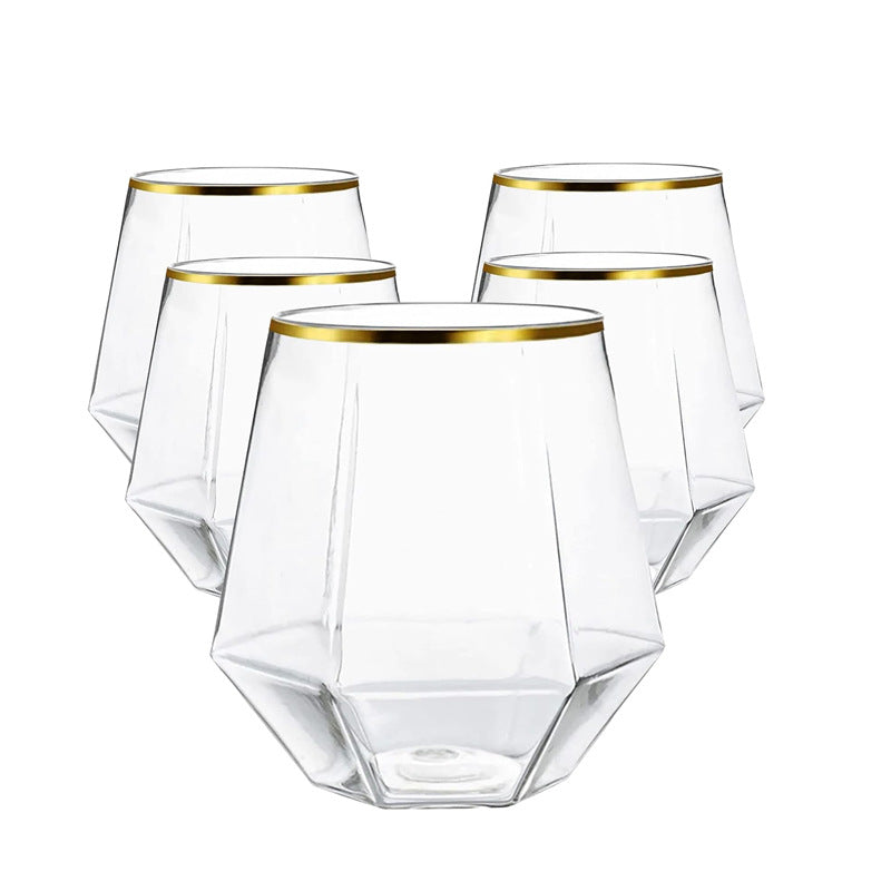 Gold rim plastic glass