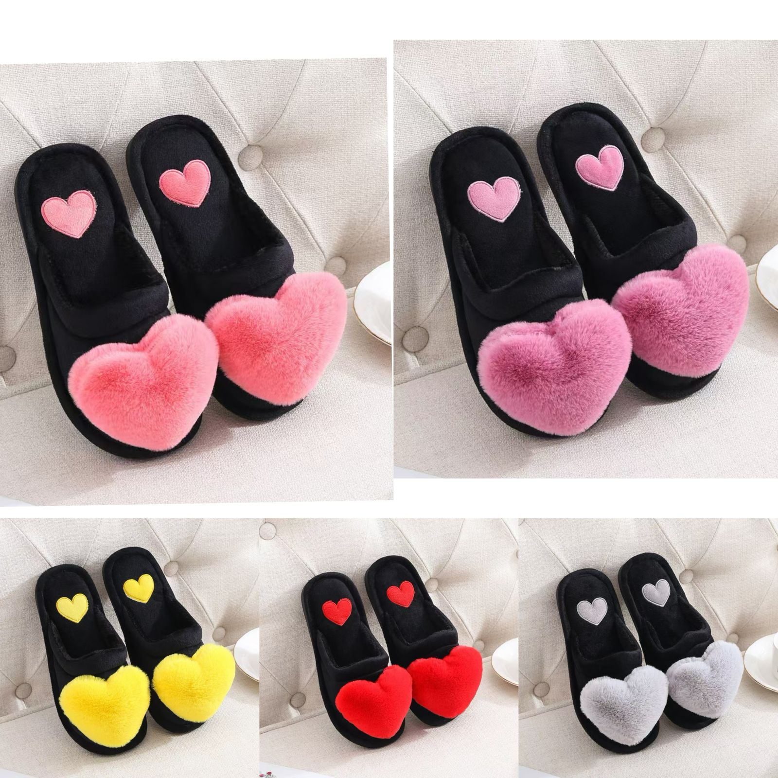 Fluffy heart indoor sandal