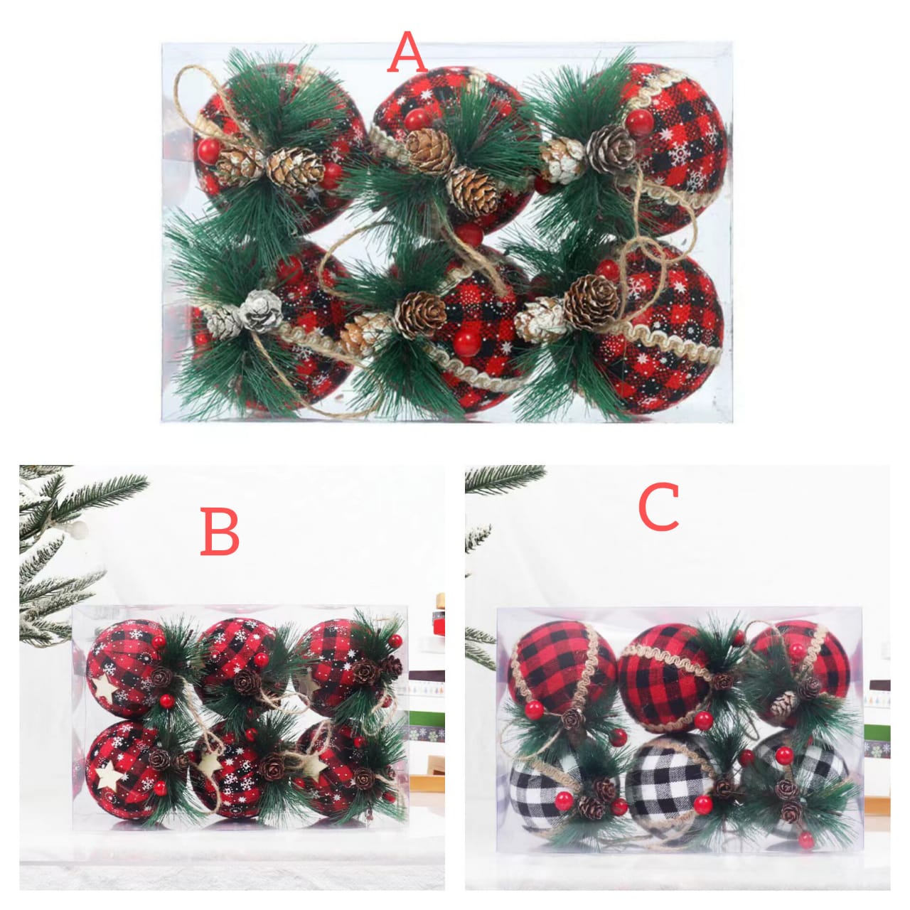 Plaid Knit christmas balls