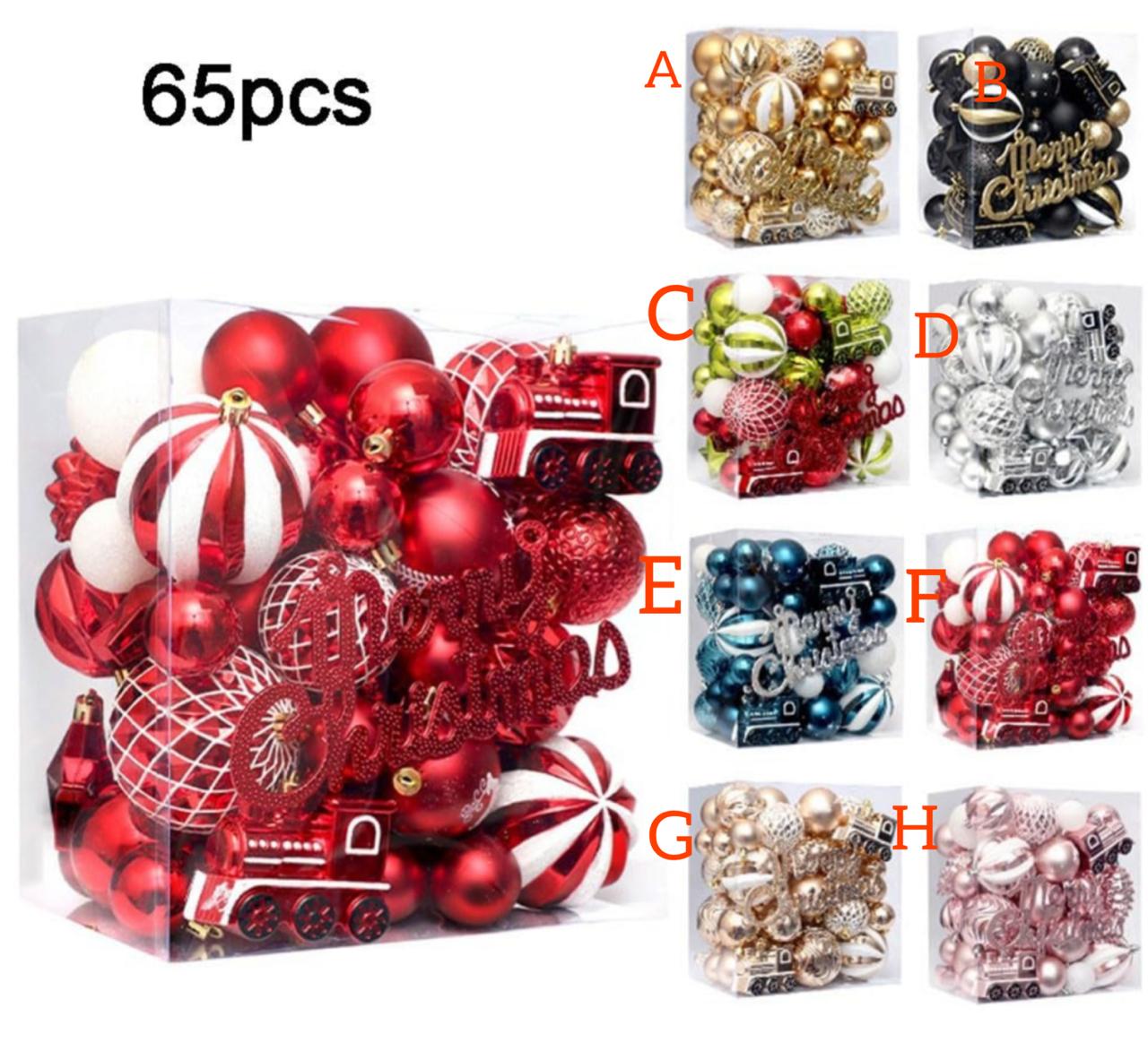 65pc Christmas tree ornaments set