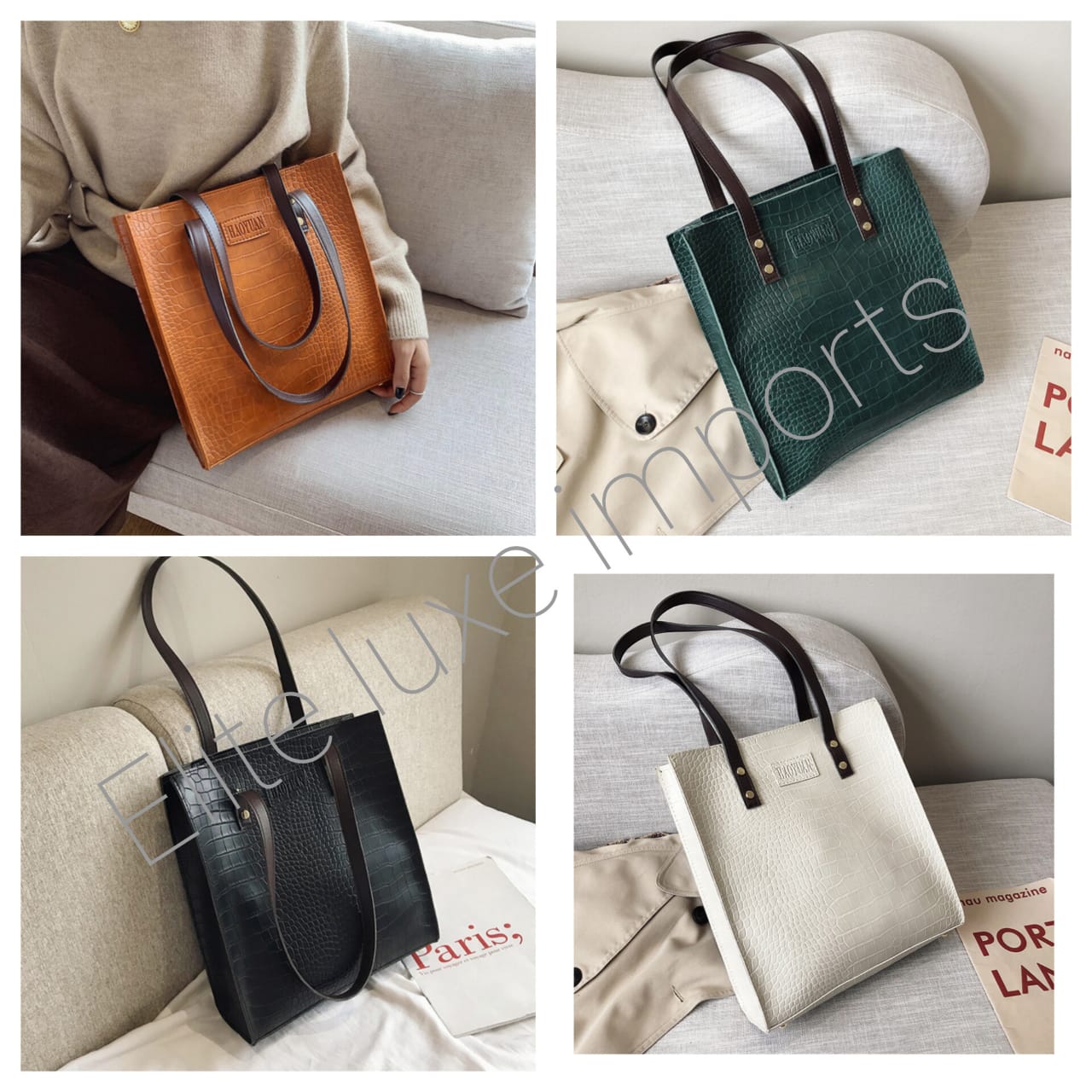 CROCODILE PRINT TOTE BAG