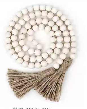 Wood Bead Garland With Tassel