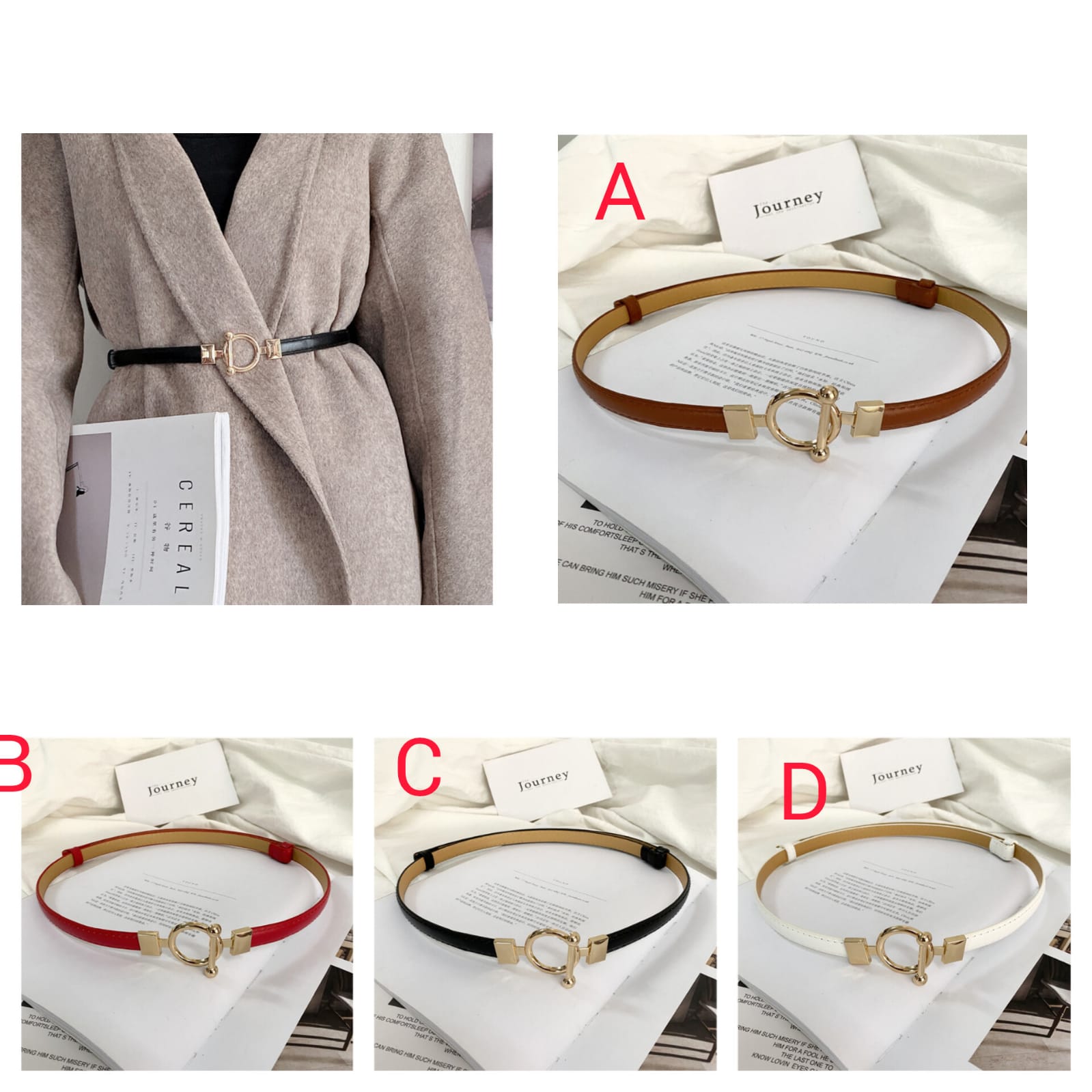 Round Buckle Slim Belt