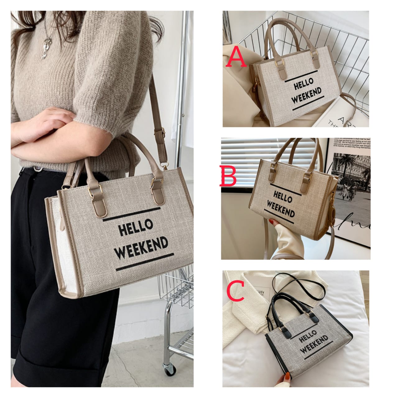 Hello weekend tote bag